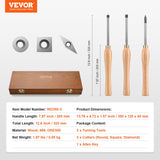 Disposable Cutlery: VEVOR Wood Lathe Chisel Set, 3 PCS Woodworking Turning Tools, Includes Square, Round, Diamond Carbide Blades, 20 cm Comfortable Grip Handles, Wood Chisel Set with Wooden Box For Turning Pens or Small
