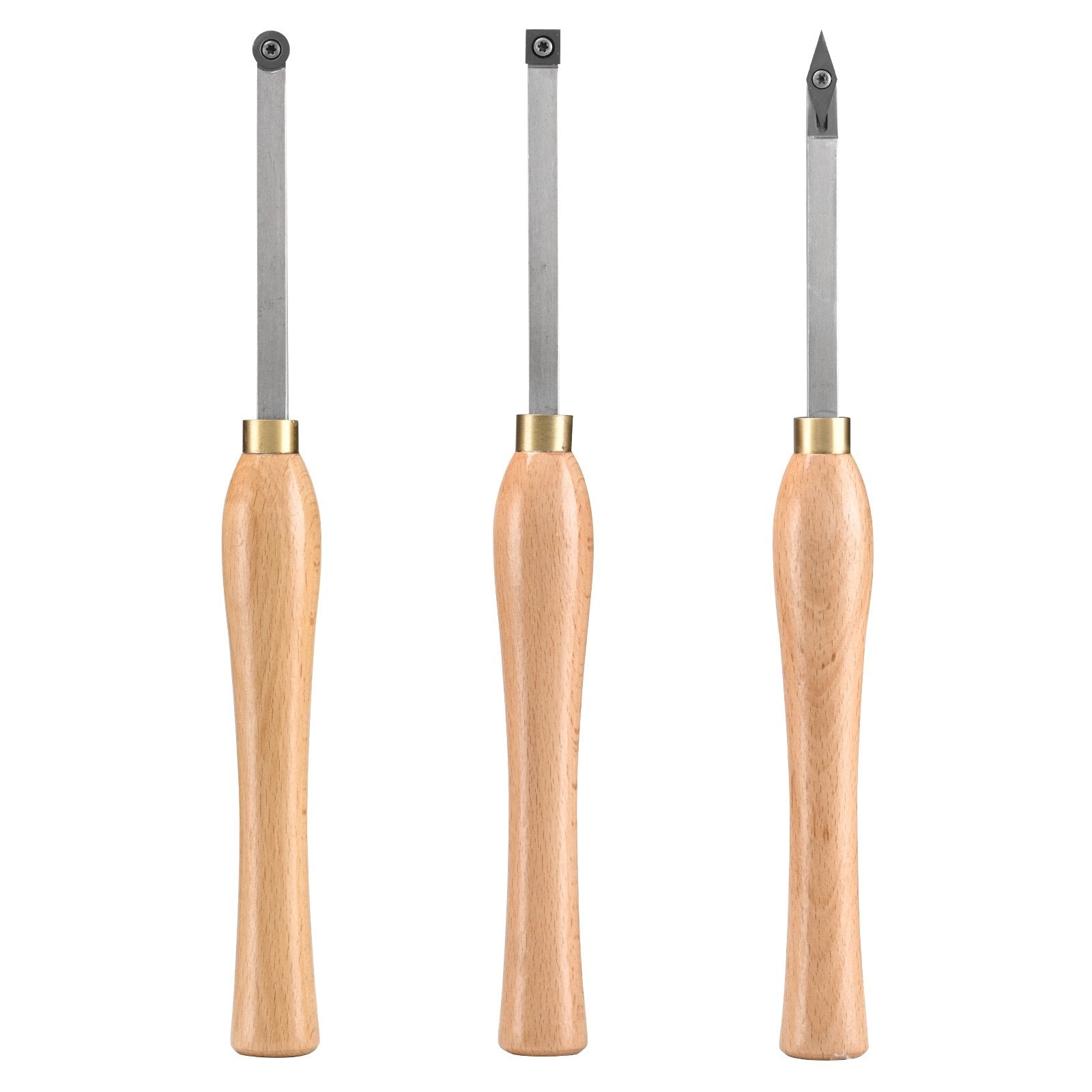 Disposable Cutlery: VEVOR Wood Lathe Chisel Set, 3 PCS Woodworking Turning Tools, Includes Square, Round, Diamond Carbide Blades, 20 cm Comfortable Grip Handles, Wood Chisel Set with Wooden Box For Turning Pens or Small