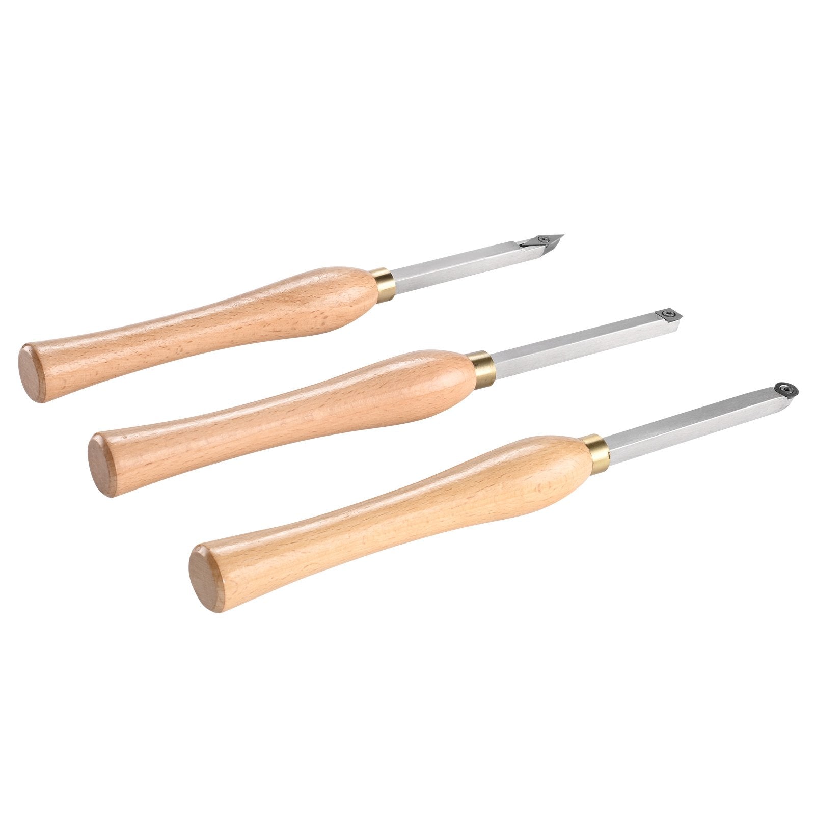 Disposable Cutlery: VEVOR Wood Lathe Chisel Set, 3 PCS Woodworking Turning Tools, Includes Square, Round, Diamond Carbide Blades, 20 cm Comfortable Grip Handles, Wood Chisel Set with Wooden Box For Turning Pens or Small