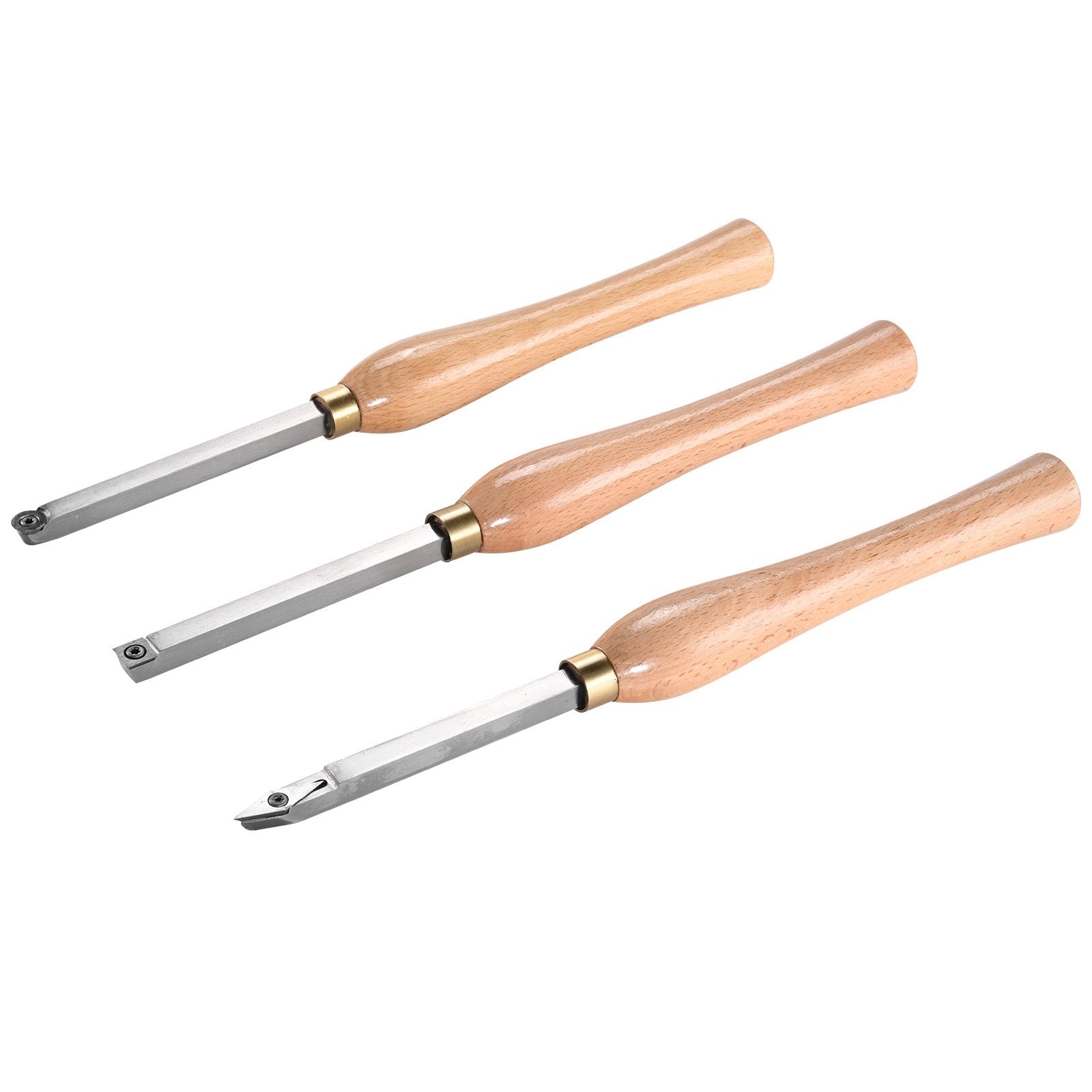 Disposable Cutlery: VEVOR Wood Lathe Chisel Set, 3 PCS Woodworking Turning Tools, Includes Square, Round, Diamond Carbide Blades, 20 cm Comfortable Grip Handles, Wood Chisel Set with Wooden Box For Turning Pens or Small