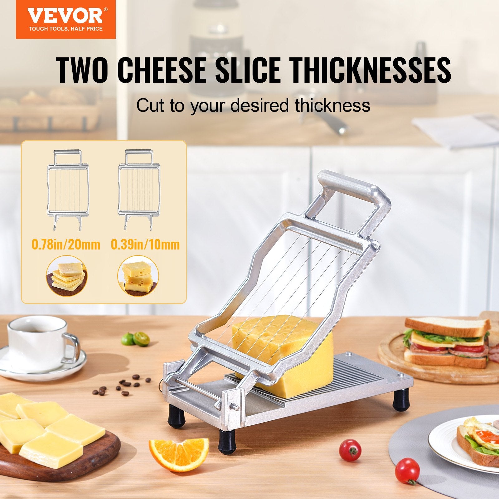 Cutters: VEVOR Cheese Cutter with Wire Cheeser Butter Cutting 0.39" & 0.78" Cheese Slicer