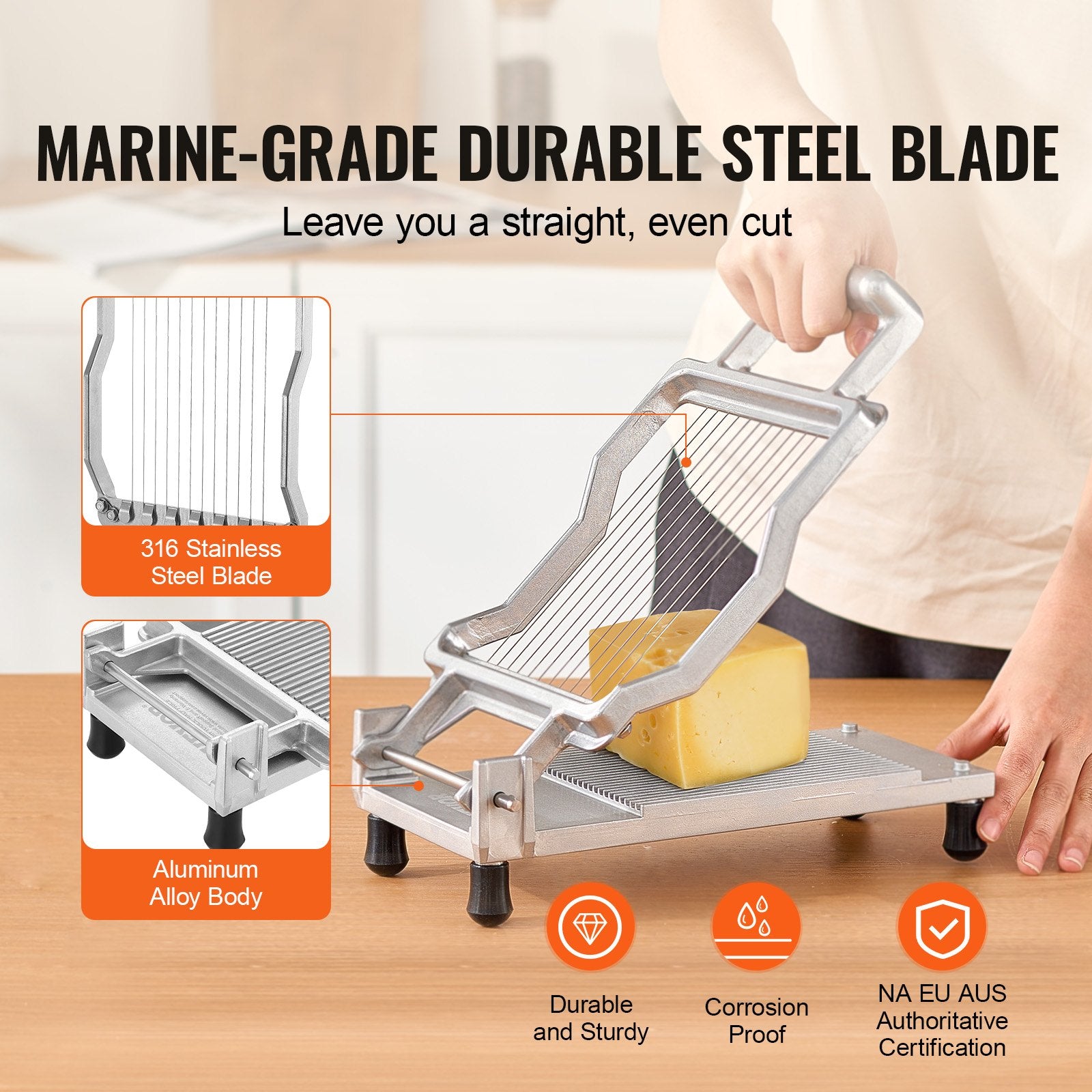 Cutters: VEVOR Cheese Cutter with Wire Cheeser Butter Cutting 0.39" & 0.78" Cheese Slicer