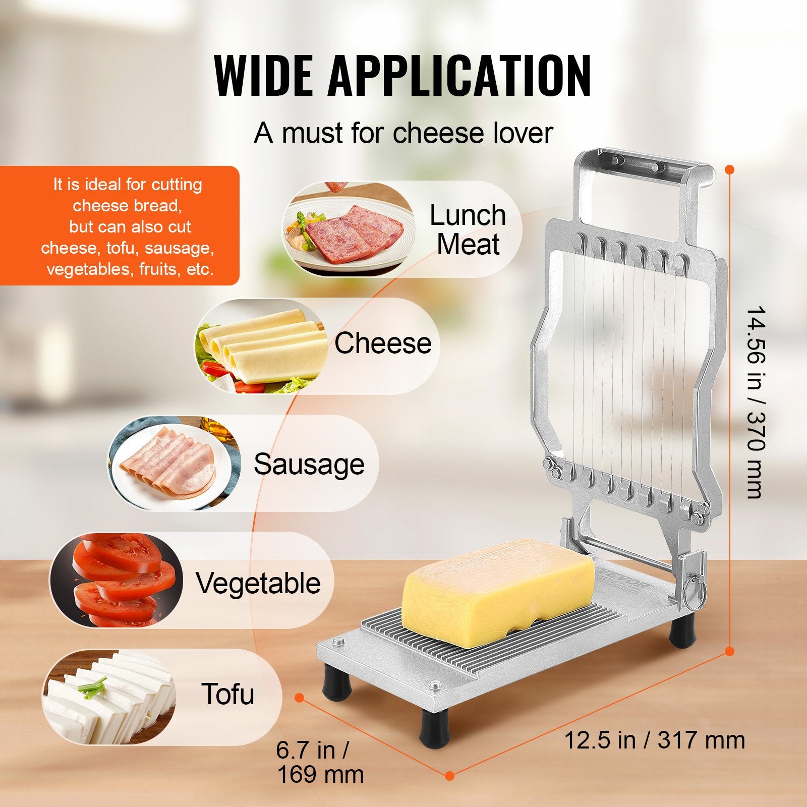 Cutters: VEVOR Cheese Cutter with Wire Cheeser Butter Cutting 0.39" & 0.78" Cheese Slicer