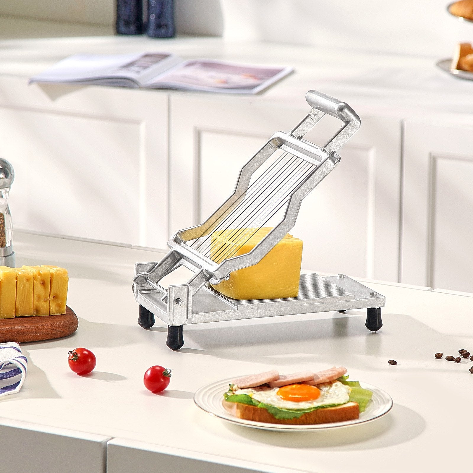 Cheese Cutter with Wire, 0.2" Ultra-Thin Cheeser Butter Cutting Blade, Detachable Cheese Slicer Wire, Aluminum Alloy Commercial Cheese Slicer with 316 Stainless Steel Knife Wire, Kitchen Cooking