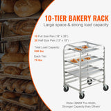 Bakeware & Accessories: VEVOR Bun Pan Rack, 10-Tier Commercial Bakery Racks with Brake Wheels, Aluminum Racking Trolley Storage for Half & Full Sheet, Speed Rack For Kitchen Home, Bread Baking Equipment, 660x515x985 mm