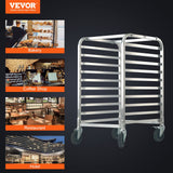Bakeware & Accessories: VEVOR Bun Pan Rack, 10-Tier Commercial Bakery Racks with Brake Wheels, Aluminum Racking Trolley Storage for Half & Full Sheet, Speed Rack For Kitchen Home, Bread Baking Equipment, 660x515x985 mm
