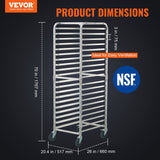Bakeware & Accessories: VEVOR Bun Pan Rack, 20-Tier Commercial Bakery Racks with Brake Wheels, Aluminum Racking Trolley Storage for Half & Full Sheet, Speed Rack For Kitchen Home, Bread Baking Equipment, 660x517x1767 mm