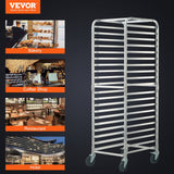 Bakeware & Accessories: VEVOR Bun Pan Rack, 20-Tier Commercial Bakery Racks with Brake Wheels, Aluminum Racking Trolley Storage for Half & Full Sheet, Speed Rack For Kitchen Home, Bread Baking Equipment, 660x517x1767 mm