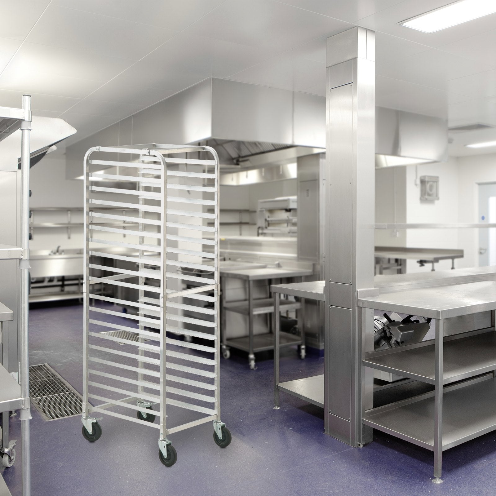 Bakeware & Accessories: VEVOR Bun Pan Rack, 20-Tier Commercial Bakery Racks with Brake Wheels, Aluminum Racking Trolley Storage for Half & Full Sheet, Speed Rack For Kitchen Home, Bread Baking Equipment, 660x517x1767 mm