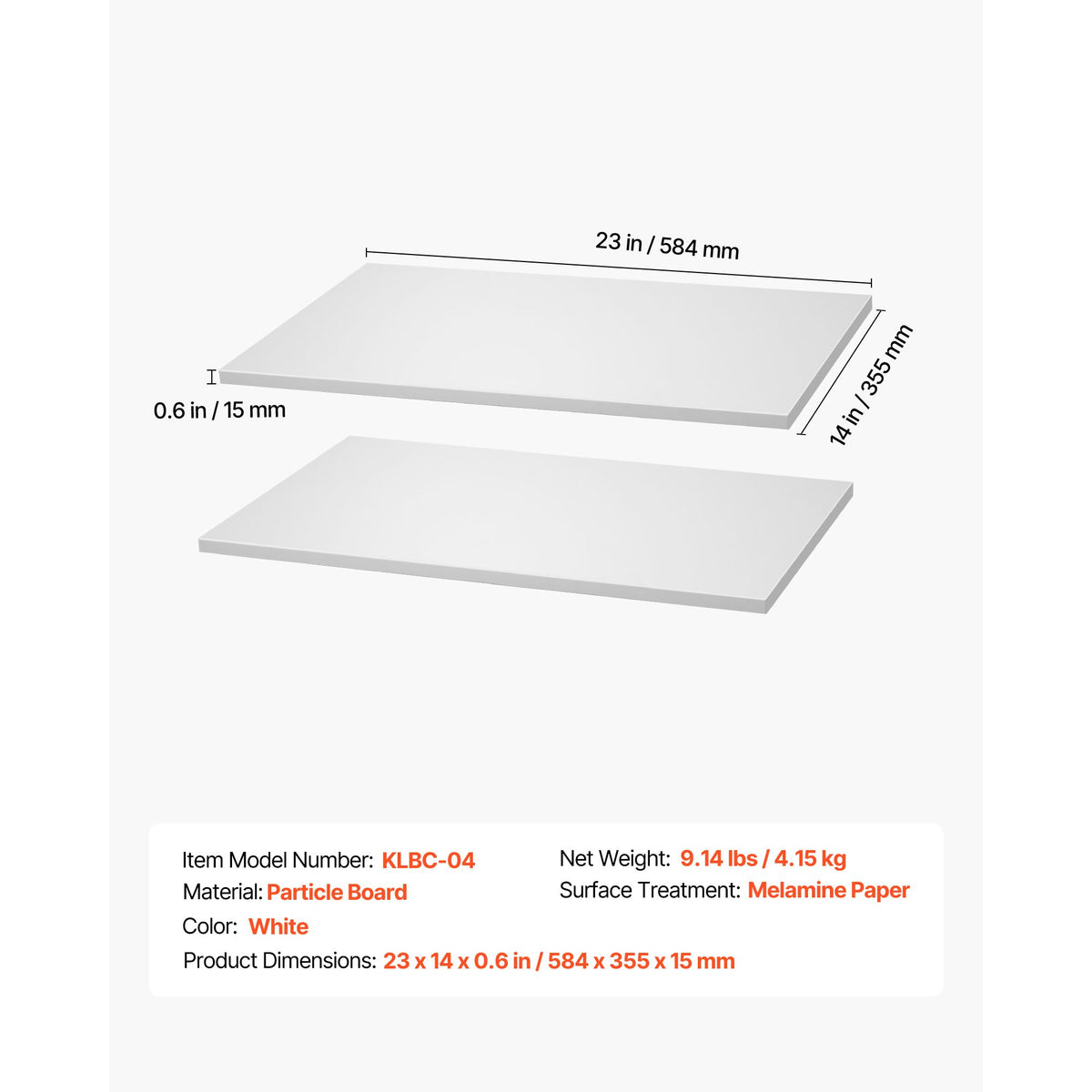 Melamine Shelves, 2 Piece, Wooden Cabinet Shelves Cut to Size for Closet System, Replacement Cabinet Shelf, Versatile Use Wardrobe Board for Closets, Cabinets, or any custom Shelving Needs