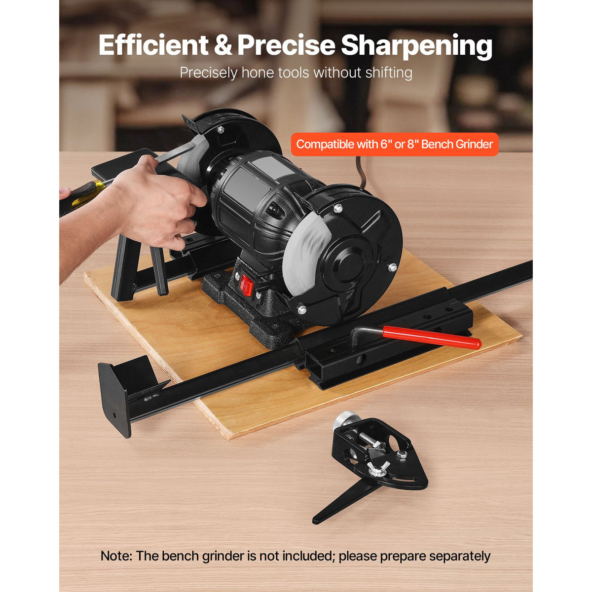 Multi-Grind Sharpening System, Vari-Grind Pro Sharpening Jig Kit for 6" & 8" Bench Grinders – with Platform, Long Support Arm & Fingernail Gouge Jig, for Chisels, Woodturning, Plane Irons