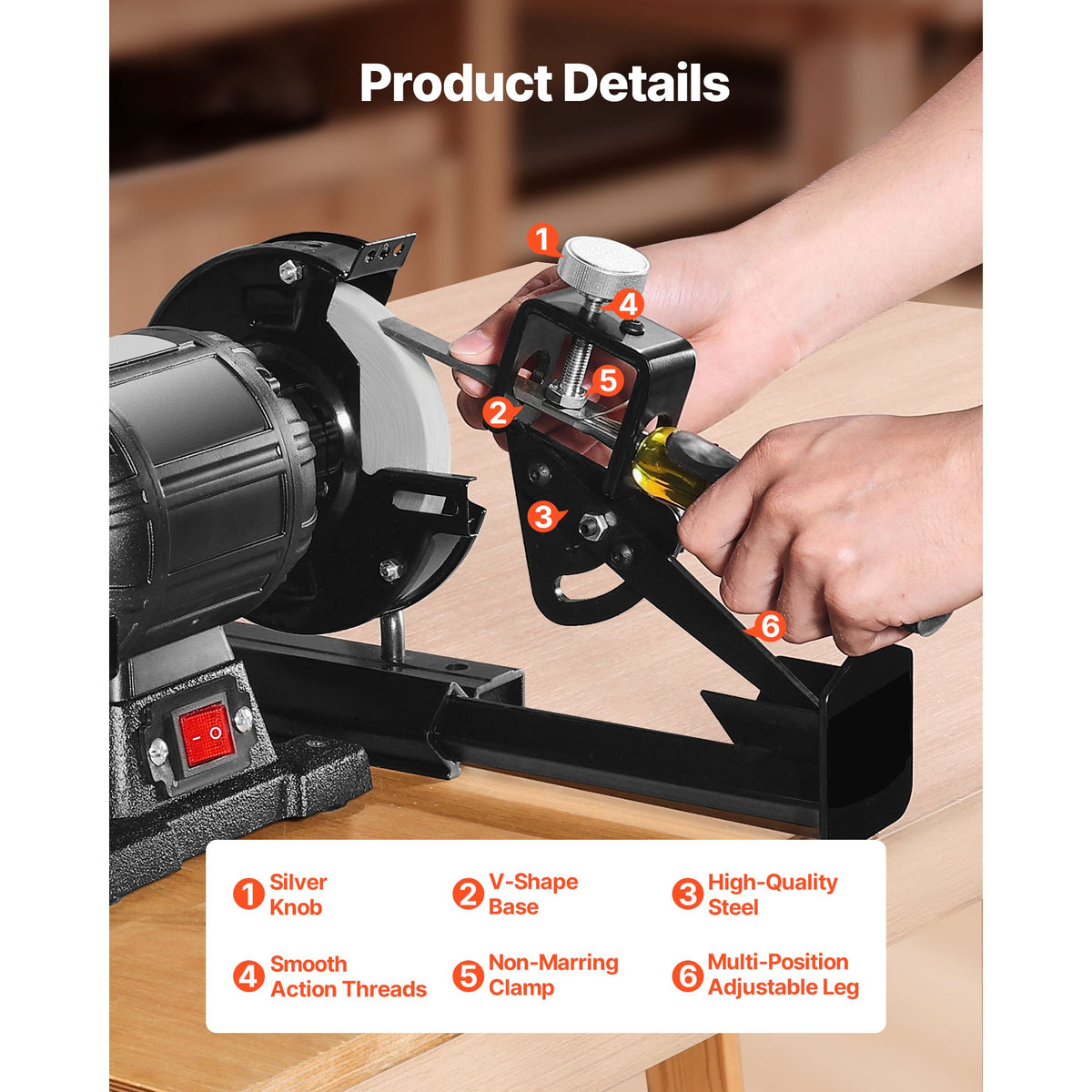 Multi-Grind Sharpening System, Vari-Grind Pro Sharpening Jig Kit for 6" & 8" Bench Grinders – with Platform, Long Support Arm & Fingernail Gouge Jig, for Chisels, Woodturning, Plane Irons