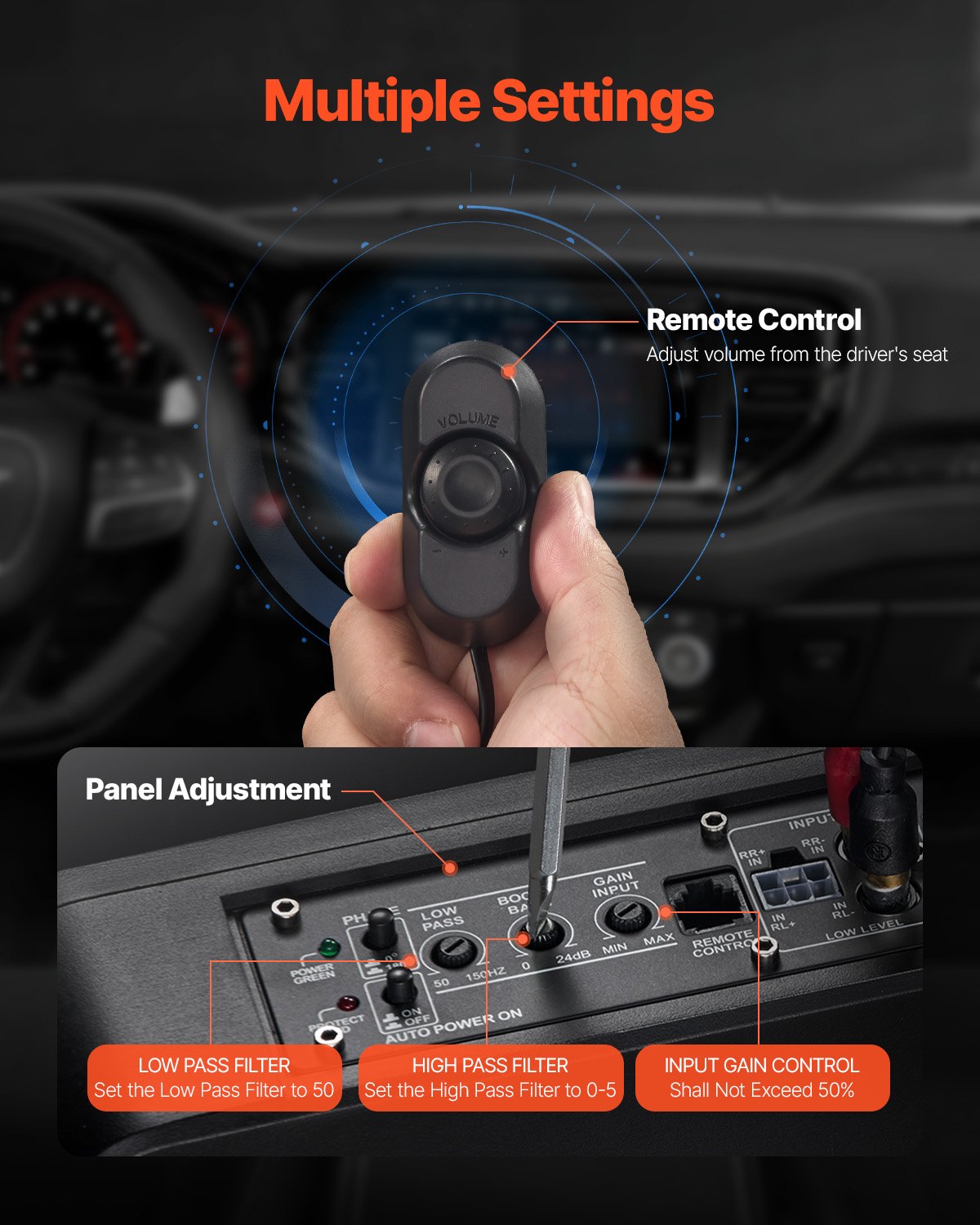 8" 300W Under Seat Car Subwoofer Slim Powered Car/Truck Subwoofer System