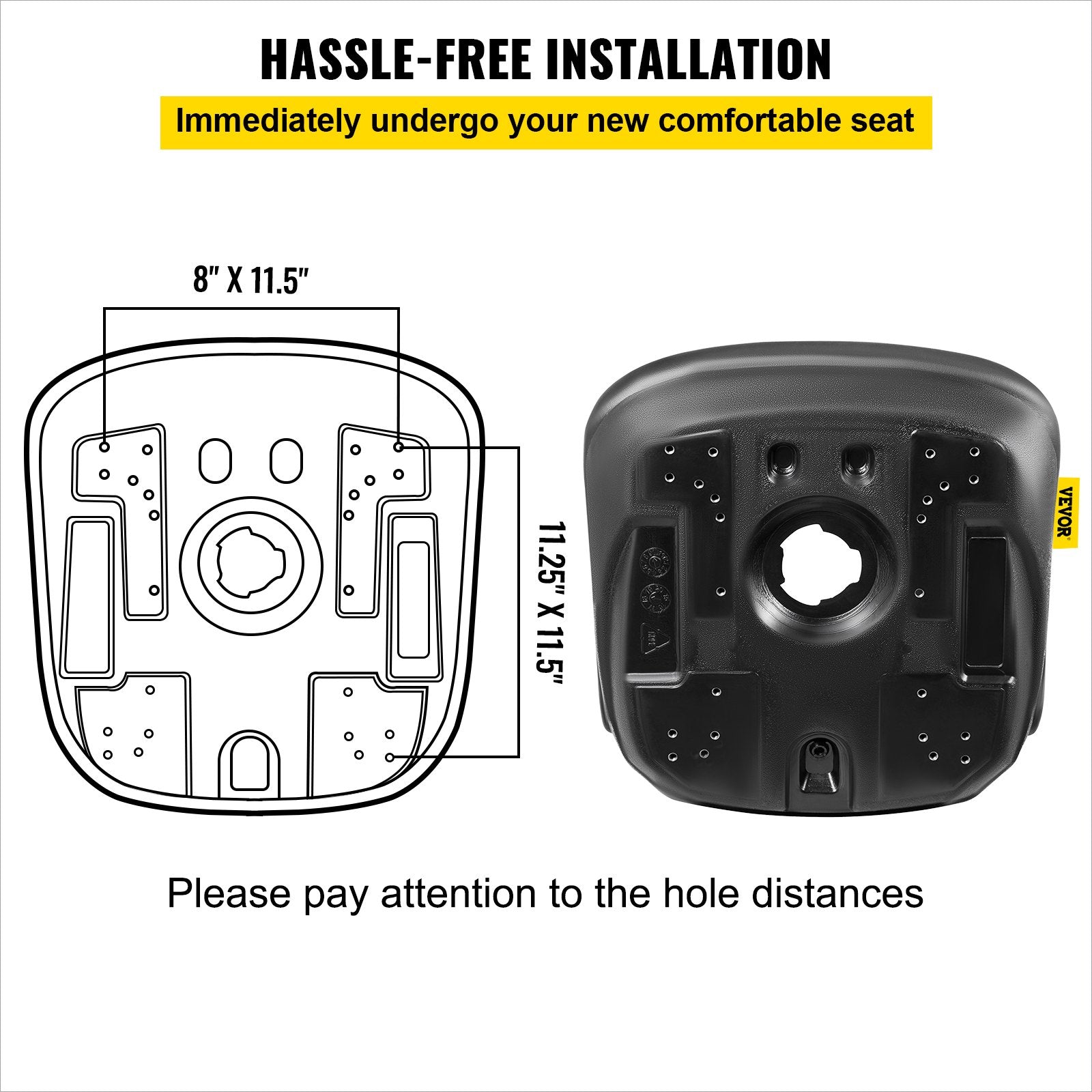 Automotive Parts: VEVOR Tractor Seat High Back Mower Seat Black Vinyl Forklift Drain Hole Pair