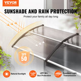 Awnings: VEVOR Window Door Awning Canopy, 965 x 2975mm Door Canopy Exterior, UF50+ PC Sunshade Sheet Awnings, Outdoor Patio Awning Sun Shade, Transparent, Waterproof, for Sun Shutter, UV, Rain, Snow Protection