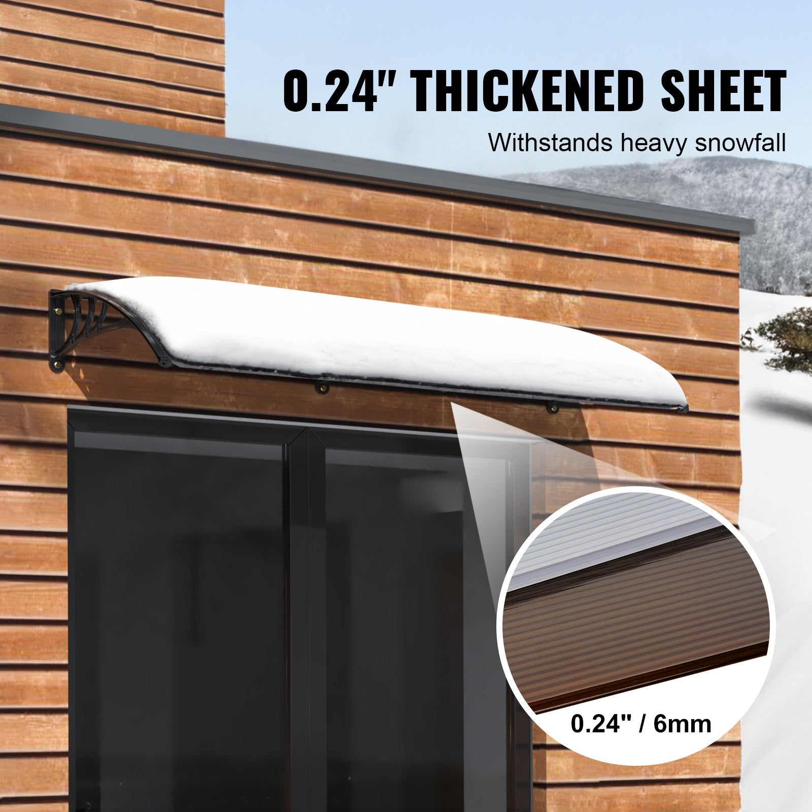 Awnings: VEVOR Window Door Awning Canopy 40" x 40", UPF 50+ Polycarbonate Entry Door Outdoor Window Awning Exterior, Front Door Overhang Awning for Sun Shutter, UV, Rain, Snow Protection, Hollow Sheet