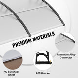 Awnings: VEVOR Window Door Awning Canopy 40" x 40", UPF 50+ Polycarbonate Entry Door Outdoor Window Awning Exterior, Front Door Overhang Awning for Sun Shutter, UV, Rain, Snow Protection, Hollow Sheet