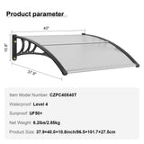 Awnings: VEVOR Window Door Awning Canopy 40" x 40", UPF 50+ Polycarbonate Entry Door Outdoor Window Awning Exterior, Front Door Overhang Awning for Sun Shutter, UV, Rain, Snow Protection, Hollow Sheet