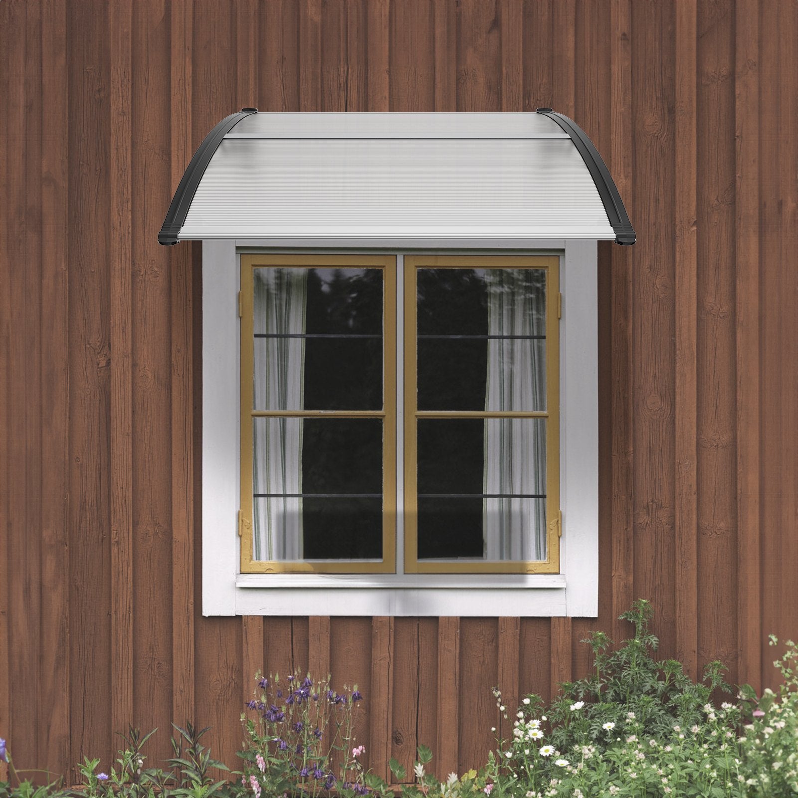 Awnings: VEVOR Window Door Awning Canopy 40" x 40", UPF 50+ Polycarbonate Entry Door Outdoor Window Awning Exterior, Front Door Overhang Awning for Sun Shutter, UV, Rain, Snow Protection, Hollow Sheet
