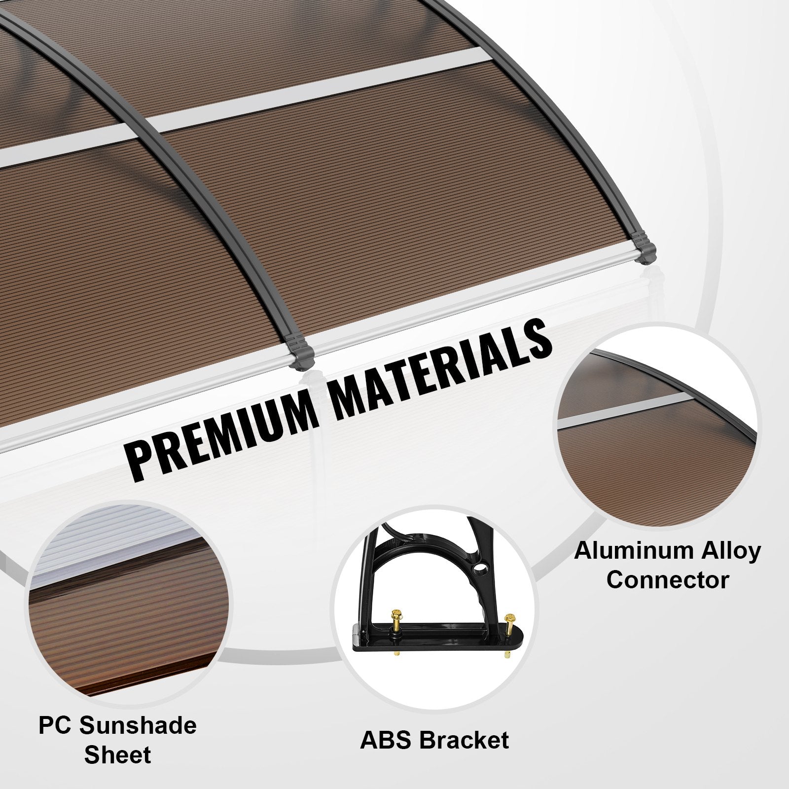Awnings: VEVOR Window Door Awning Canopy 40" x 40", UPF 50+ Polycarbonate Entry Door Outdoor Window Awning Exterior, Front Door Overhang Awning for Sun Shutter, UV, Rain, Snow Protection, Hollow Sheet