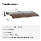Awnings: VEVOR Window Door Awning Canopy 965 x 1987 mm, UPF 50+ Polycarbonate Entry Door Outdoor Window Awning Exterior, Front Door Overhang Awning for Sun Shutter, UV, Rain, Snow Protection, Hollow Sheet