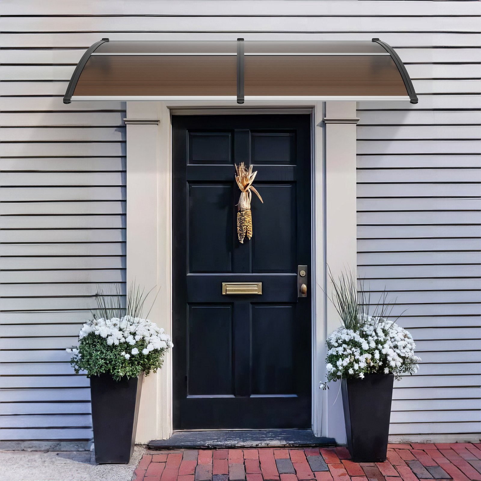 Awnings: VEVOR Window Door Awning Canopy 965 x 1987 mm, UPF 50+ Polycarbonate Entry Door Outdoor Window Awning Exterior, Front Door Overhang Awning for Sun Shutter, UV, Rain, Snow Protection, Hollow Sheet