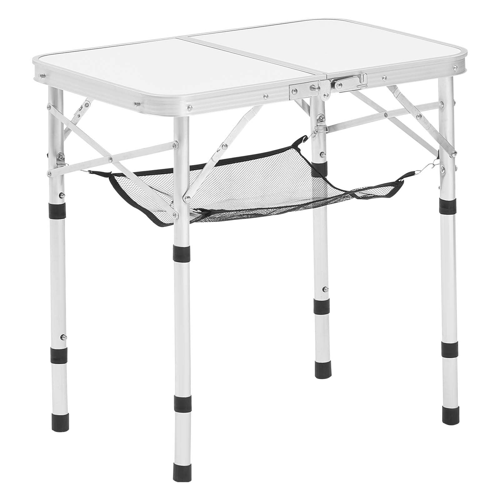 Outdoor Sofas & Lounge Sets: VEVOR Folding Camping Table, Adjustable Height Portable Side Tables, Aluminum MDF Beach Table with Mesh Layer, Carrying Handle, Lightweight Compact for Outdoor Picnic BBQ Cooking, 24x16in, Silver
