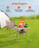 Outdoor Sofas & Lounge Sets: VEVOR Folding Camping Table, Adjustable Height Portable Side Tables, Aluminum MDF Beach Table with Mesh Layer, Carrying Handle, Lightweight Compact for Outdoor Picnic BBQ Cooking, 24x16in, Silver