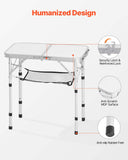 Outdoor Sofas & Lounge Sets: VEVOR Folding Camping Table, Adjustable Height Portable Side Tables, Aluminum MDF Beach Table with Mesh Layer, Carrying Handle, Lightweight Compact for Outdoor Picnic BBQ Cooking, 24x16in, Silver