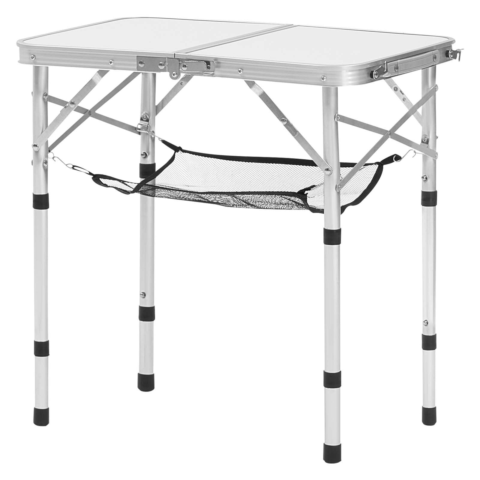 Outdoor Sofas & Lounge Sets: VEVOR Folding Camping Table, Adjustable Height Portable Side Tables, Aluminum MDF Beach Table with Mesh Layer, Carrying Handle, Lightweight Compact for Outdoor Picnic BBQ Cooking, 24x16in, Silver