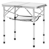 Outdoor Sofas & Lounge Sets: VEVOR Folding Camping Table, Adjustable Height Portable Side Tables, Aluminum MDF Beach Table with Mesh Layer, Carrying Handle, Lightweight Compact for Outdoor Picnic BBQ Cooking, 24x16in, Silver