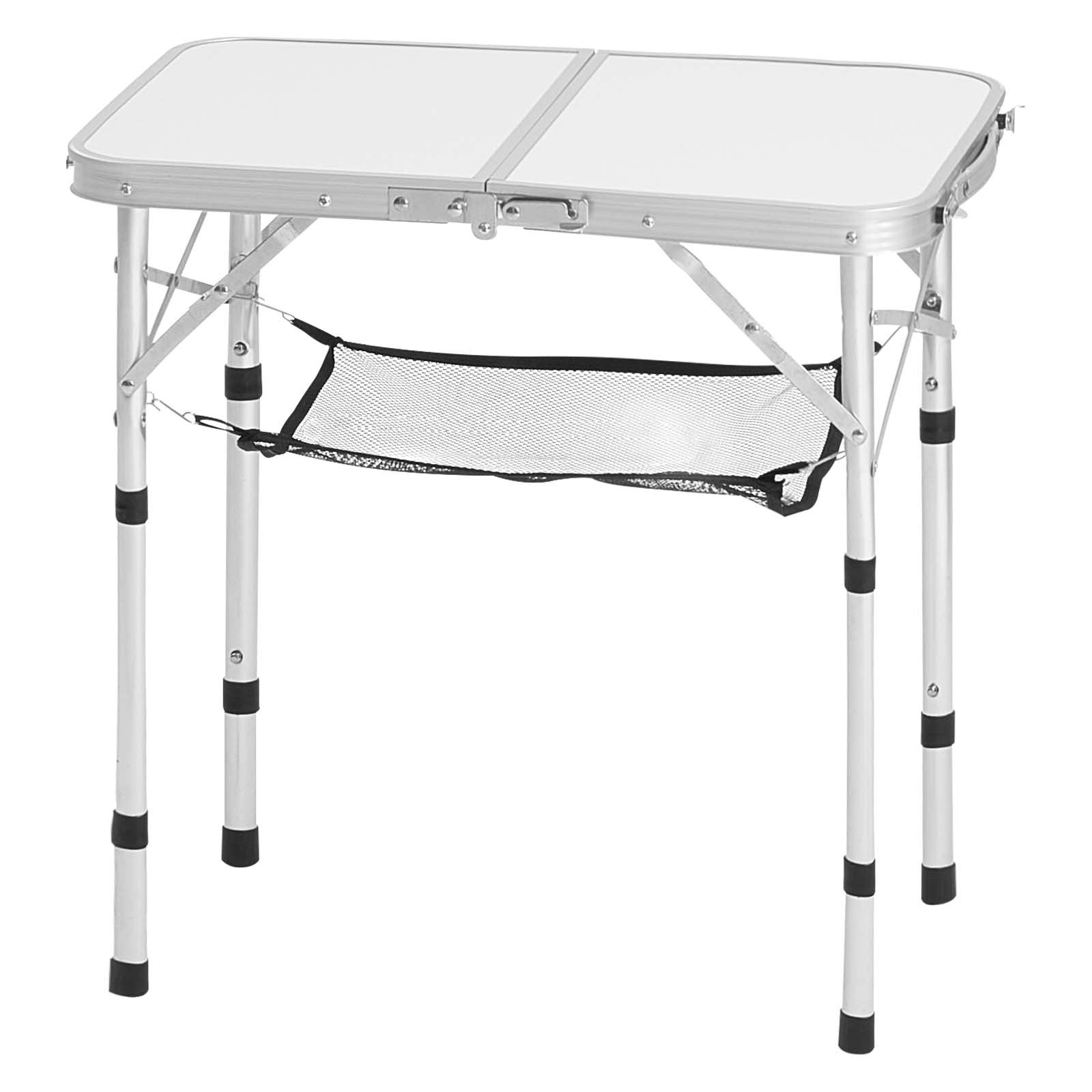 Outdoor Sofas & Lounge Sets: VEVOR Folding Camping Table, Adjustable Height Portable Side Tables, Aluminum MDF Beach Table with Mesh Layer, Carrying Handle, Lightweight Compact for Outdoor Picnic BBQ Cooking, 24x16in, Silver