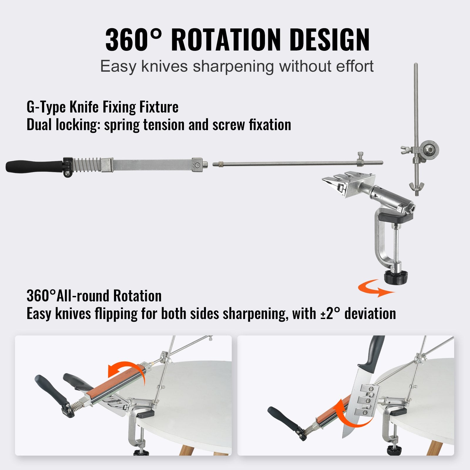 Kitchen Knives: VEVOR Knife Sharpener Kit, Rotation Flip Fixed Angle Knife Sharpening System with 12 Whetstones 120-10000 Grit, Professional Kitchen Chef Knife Sharpening Kit for All Knives and Scissors