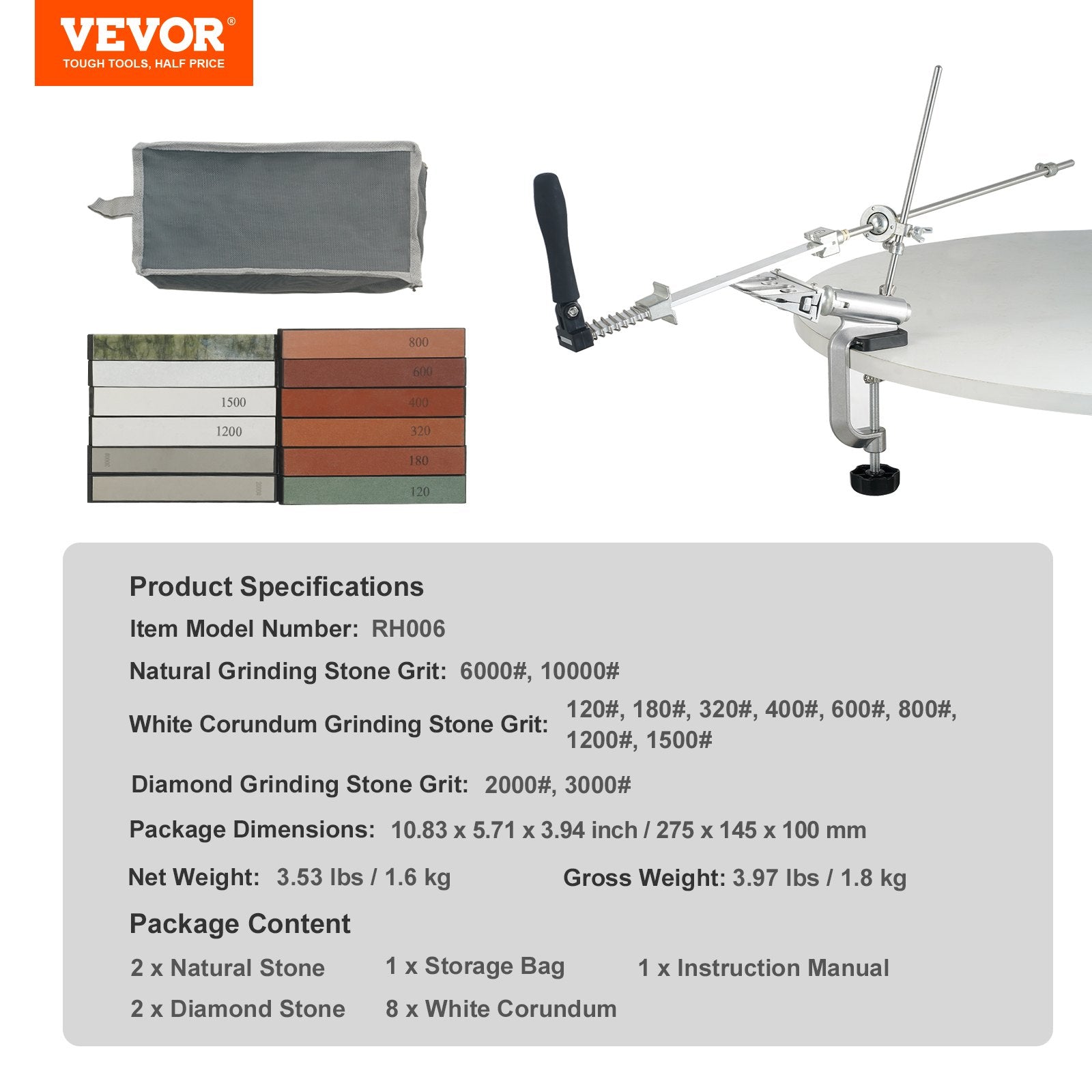 Kitchen Knives: VEVOR Knife Sharpener Kit, Rotation Flip Fixed Angle Knife Sharpening System with 12 Whetstones 120-10000 Grit, Professional Kitchen Chef Knife Sharpening Kit for All Knives and Scissors