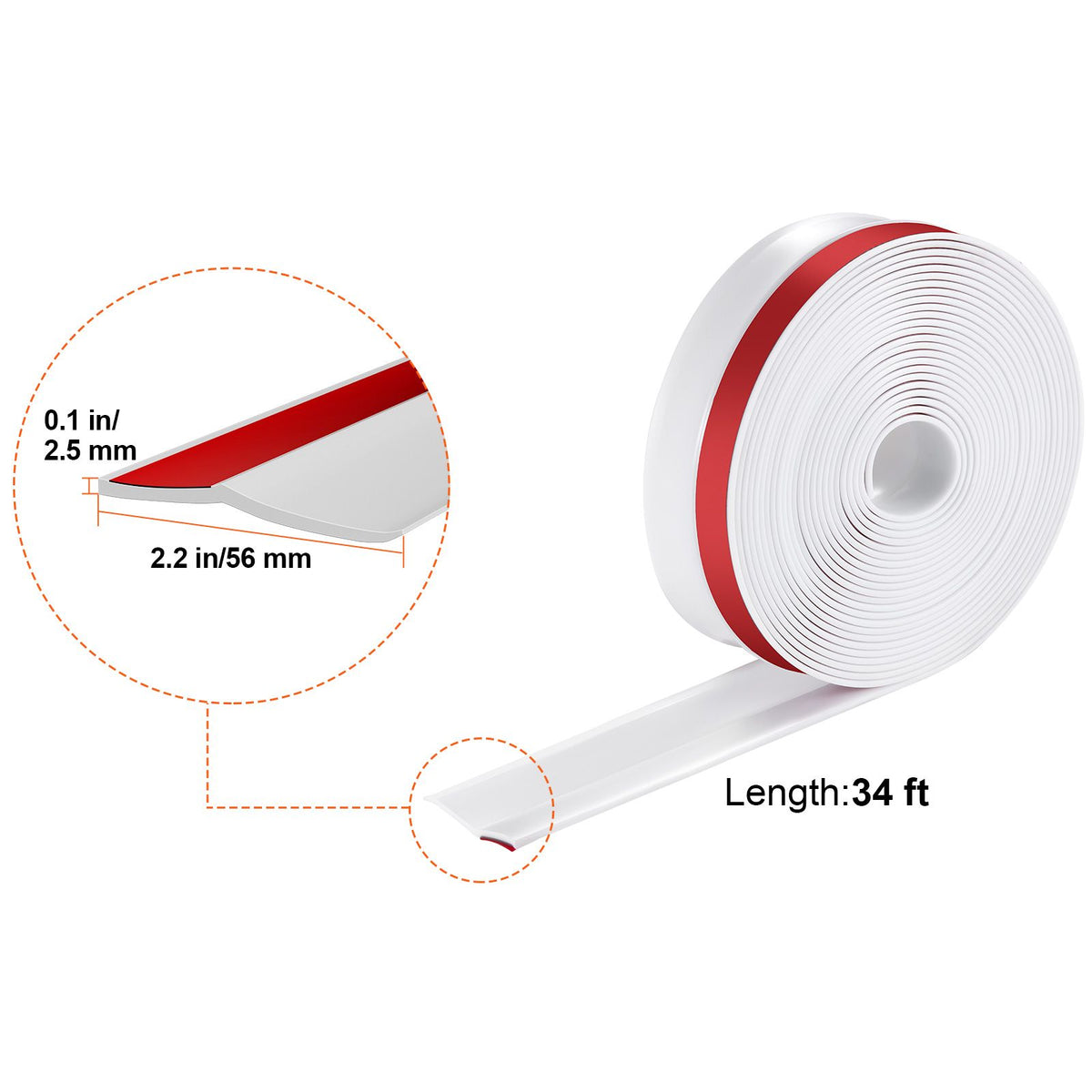 Garage Door Seal Top and Sides Seal Strip, 34 FT Universal Weather Stripping Replacement Soft and Hard Composite, Weatherproofing Garage Door TPE Seals with Adhesive Backed and Screws, White