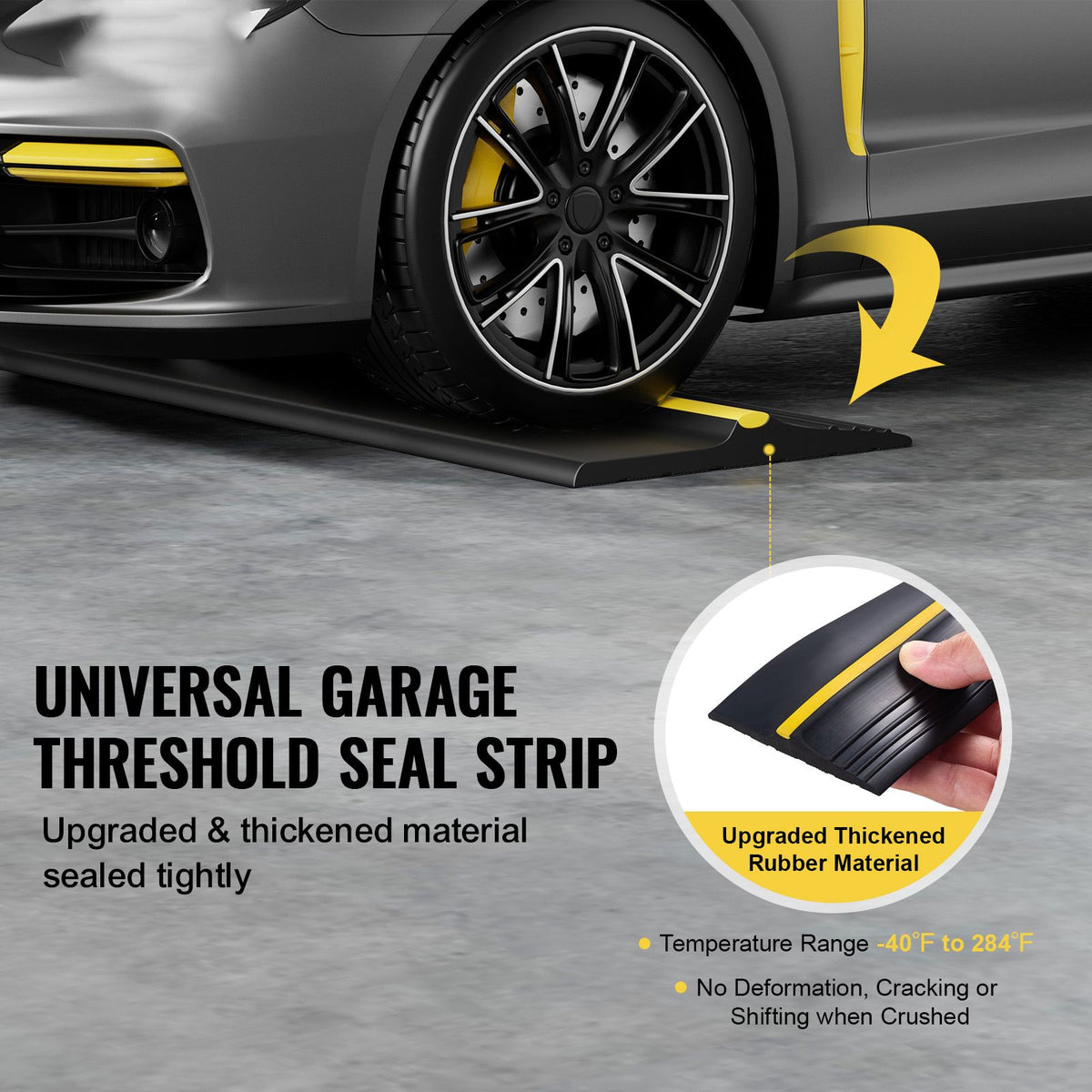 Garage Door Threshold Seal Strip, 20 FT Universal Garage Door Floor Seal Strip with Adhesive, Garage Door Bottom Weatherproof Strip, Upgraded Thick PVC DIY Weather Stripping Replacement, Black