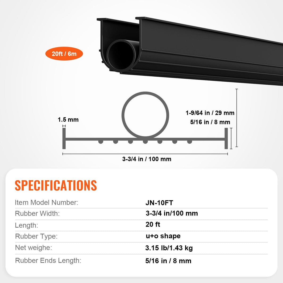 Garage Door Threshold and Bottom Seals Kit, 20 FT U Shape+O Ring Universal Garage Door Bottom Seal Weatherstrip PVC, Combine with Weatherproof Garage Threshold Seal Strip with Adhesive, Black