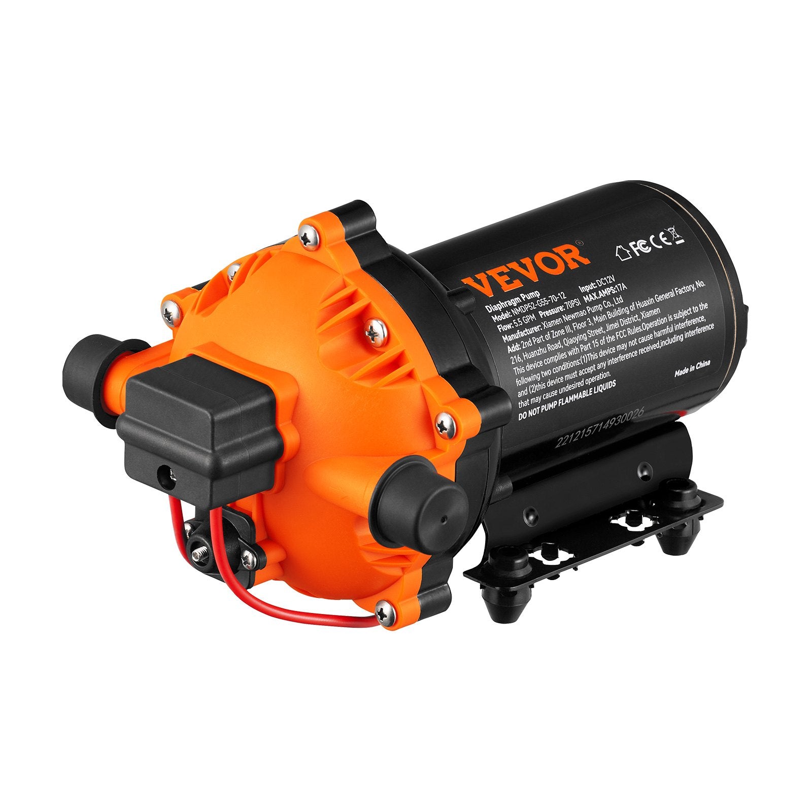 Gardening Tools: VEVOR Water Diaphragm Pump, 20.8 LPM Flow, 4.8 bar Rated Pressure (2.8-6.9 bar Adjustable), 12.7 mm MNPT Self Priming Sprayer Pump with Pressure Switch for RV Camper Marine Boat Lawn, FCC Certified
