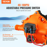 Gardening Tools: VEVOR Water Diaphragm Pump, 20.8 LPM Flow, 4.8 bar Rated Pressure (2.8-6.9 bar Adjustable), 12.7 mm MNPT Self Priming Sprayer Pump with Pressure Switch for RV Camper Marine Boat Lawn, FCC Certified