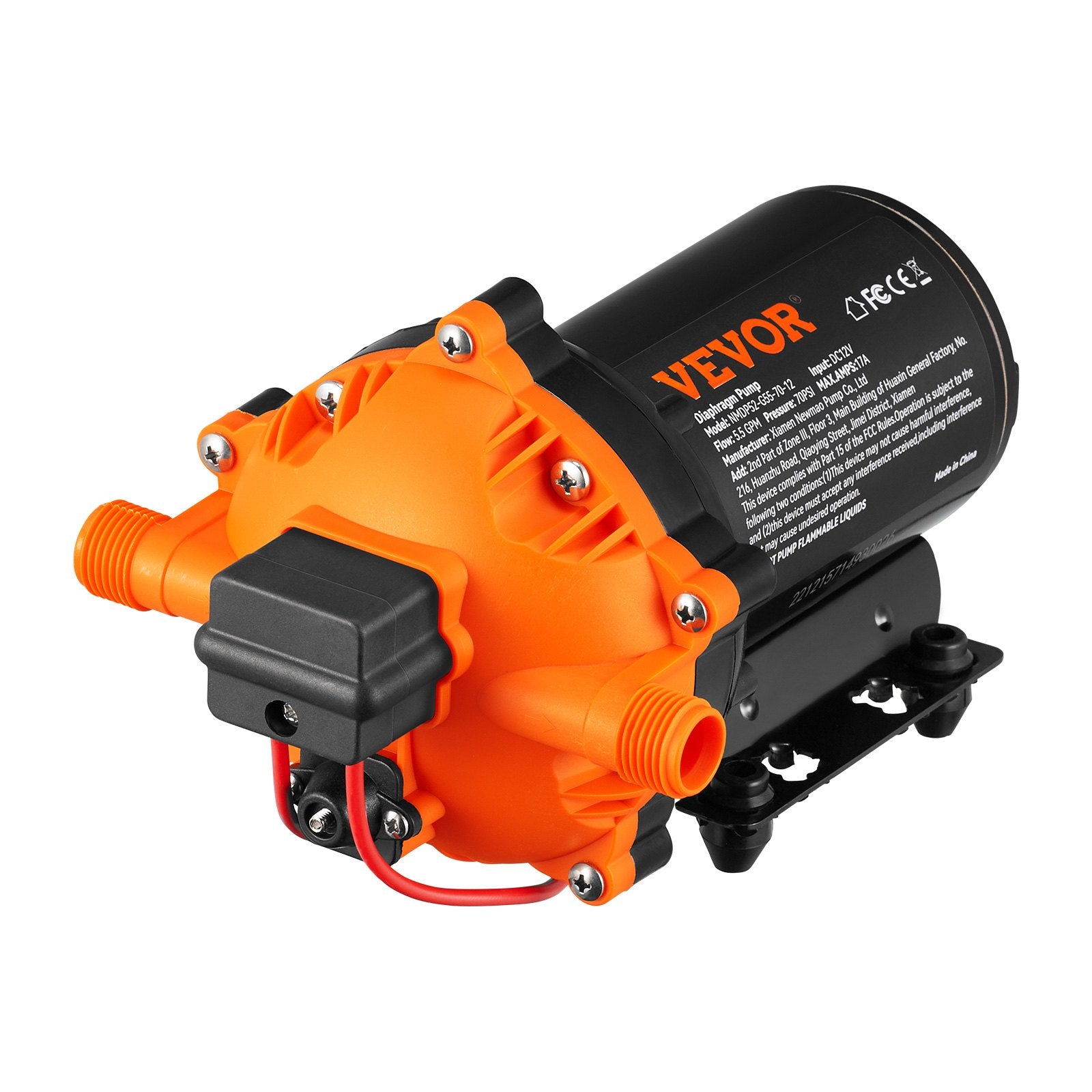 Gardening Tools: VEVOR Water Diaphragm Pump, 20.8 LPM Flow, 4.8 bar Rated Pressure (2.8-6.9 bar Adjustable), 12.7 mm MNPT Self Priming Sprayer Pump with Pressure Switch for RV Camper Marine Boat Lawn, FCC Certified
