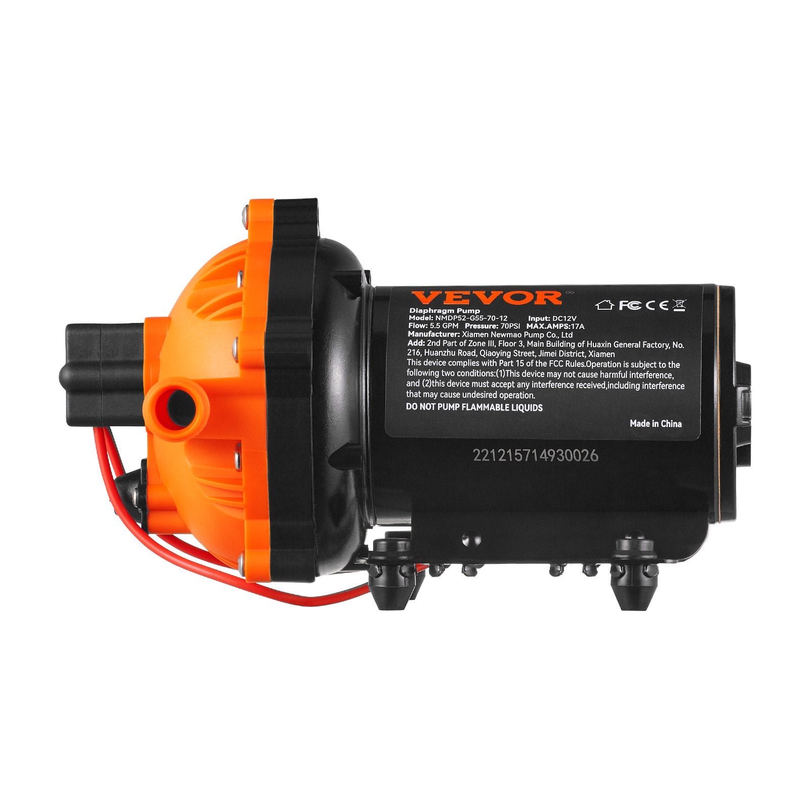 Gardening Tools: VEVOR Water Diaphragm Pump, 20.8 LPM Flow, 4.8 bar Rated Pressure (2.8-6.9 bar Adjustable), 12.7 mm MNPT Self Priming Sprayer Pump with Pressure Switch for RV Camper Marine Boat Lawn, FCC Certified