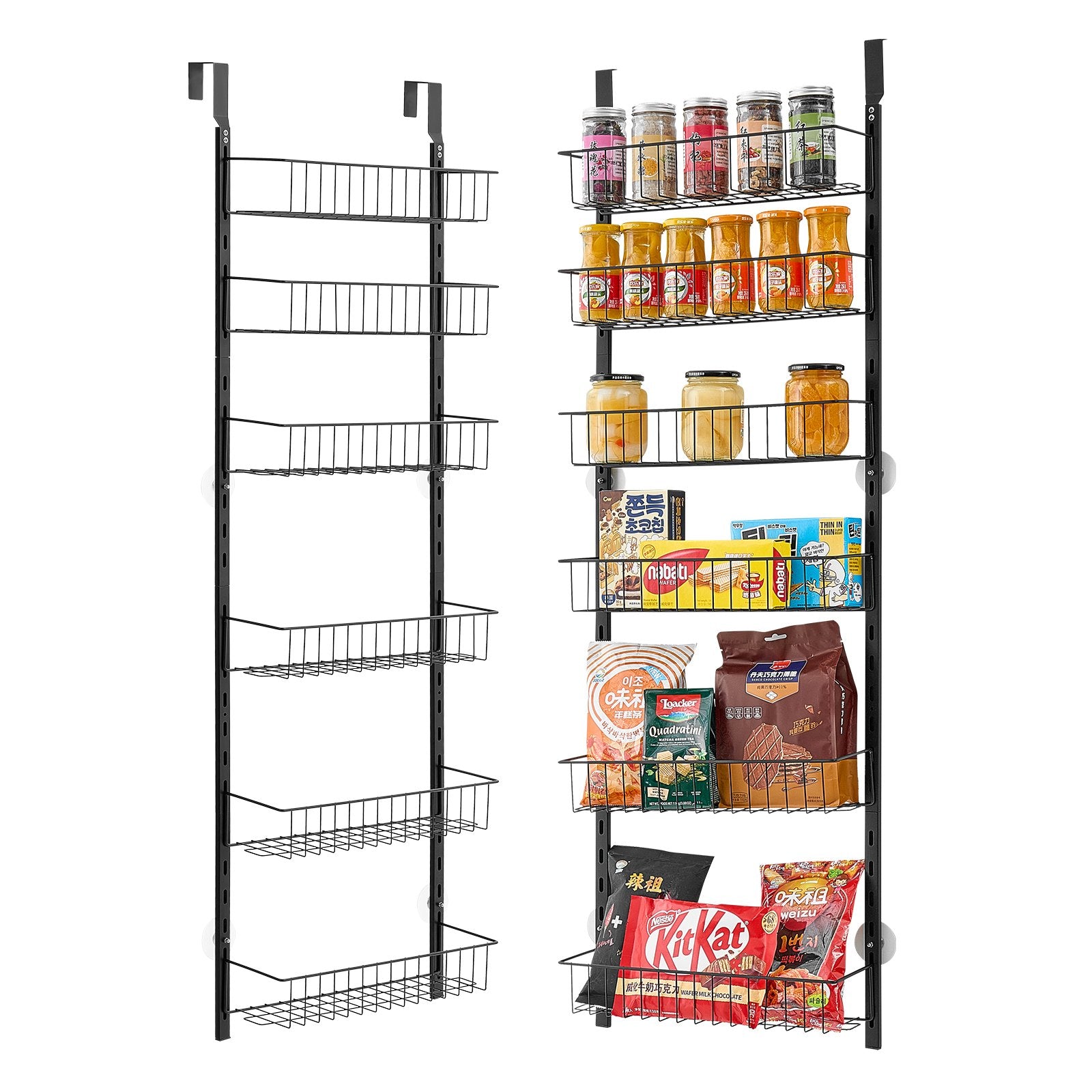 Cosmetic & Toiletry Bags: VEVOR Over the Door Pantry Organizer, 6-Tier Pantry Organization and Storage, Heavy-Duty Steel Hanging Spice Rack, Adjustable Wall Seasoning Shelves, for Home Kitchen Laundry Room Bathroom, Black