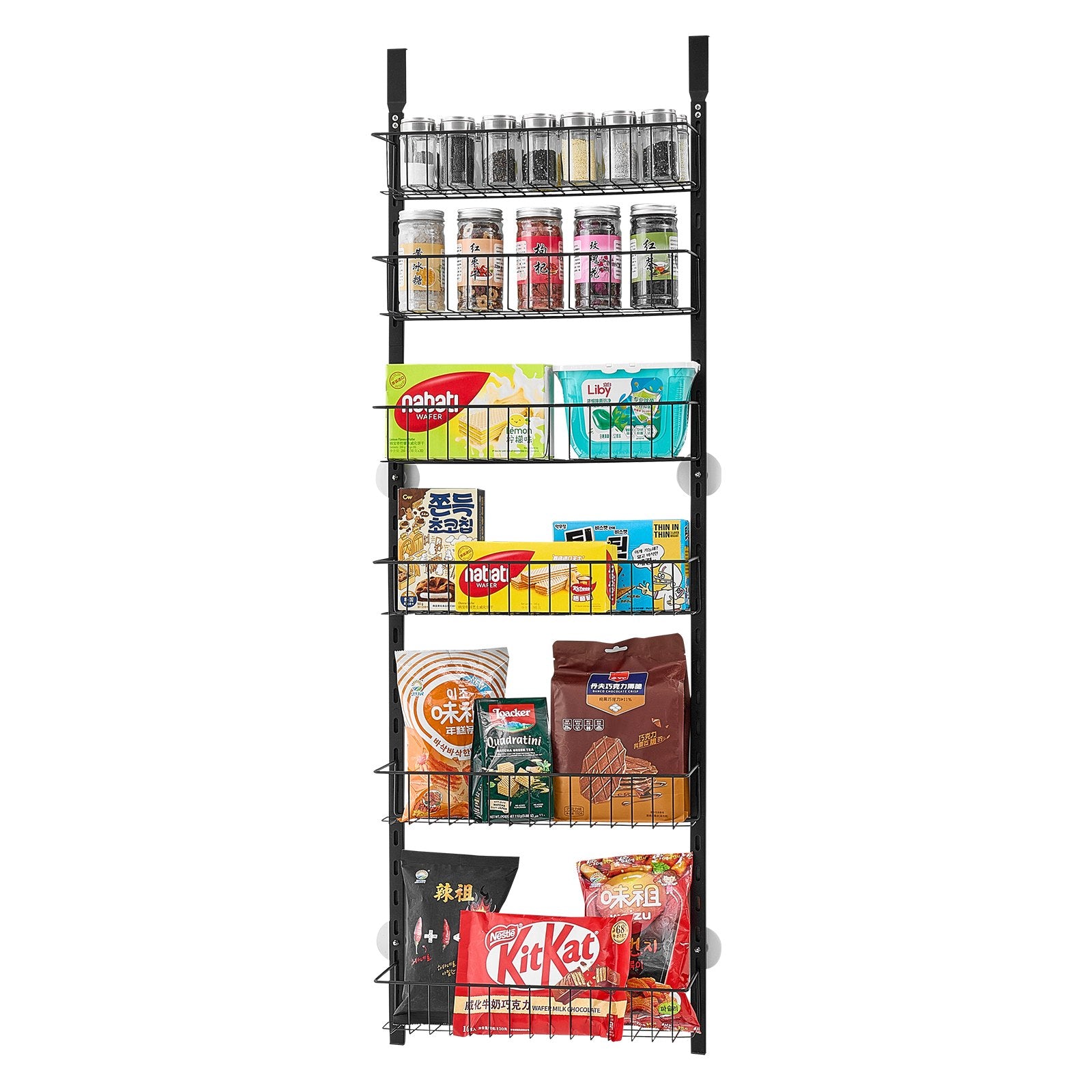 Cosmetic & Toiletry Bags: VEVOR Over the Door Pantry Organizer, 6-Tier Pantry Organization and Storage, Heavy-Duty Steel Hanging Spice Rack, Adjustable Wall Seasoning Shelves, for Home Kitchen Laundry Room Bathroom, Black