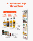 Food Storage: VEVOR Over the Door Pantry Organizer, 9-Tier Pantry Organization and Storage, Heavy-Duty Steel Hanging Spice Rack, Adjustable Wall Seasoning Shelves, for Home Kitchen Laundry Room Bathroom, White