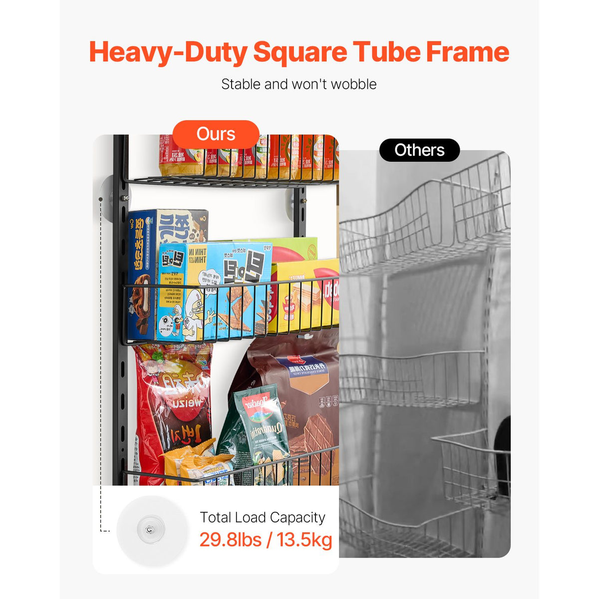 Over the Door Pantry Organizer, 9-Tier Pantry Organization and Storage, Heavy-Duty Steel Hanging Spice Rack, Adjustable Wall Seasoning Shelves, for Home Kitchen Laundry Room Bathroom, Black