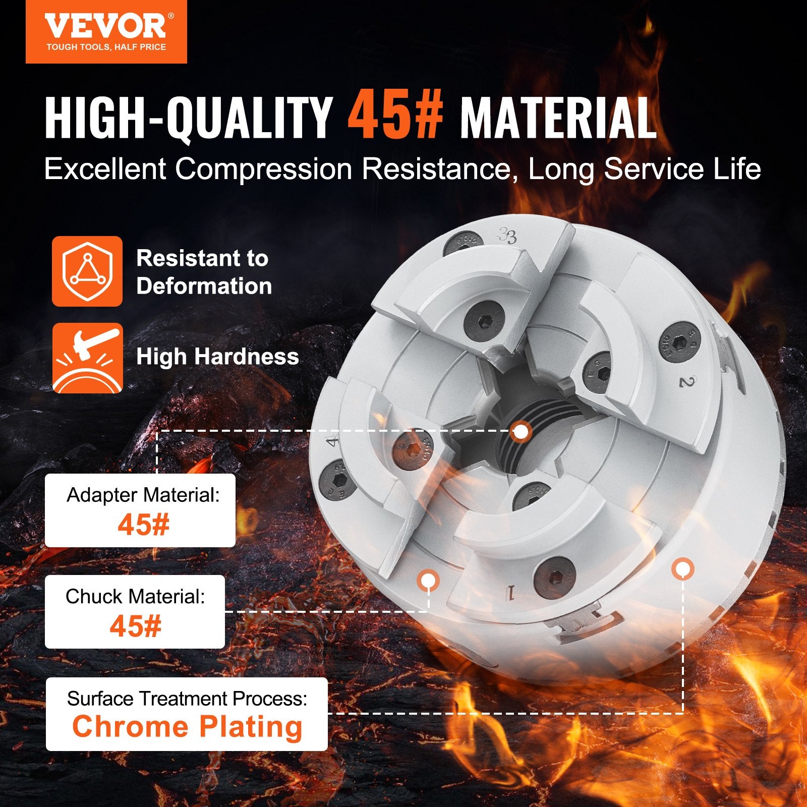 Calculators: VEVOR KP2-3/4 Lathe Chuck, 4-Jaw 70 mm Diameter, Metal Lathe Chuck Turning Machine Accessories, Self-centering Tool, for Lathe, Precision Machining, Grinding Machines, Milling Machines