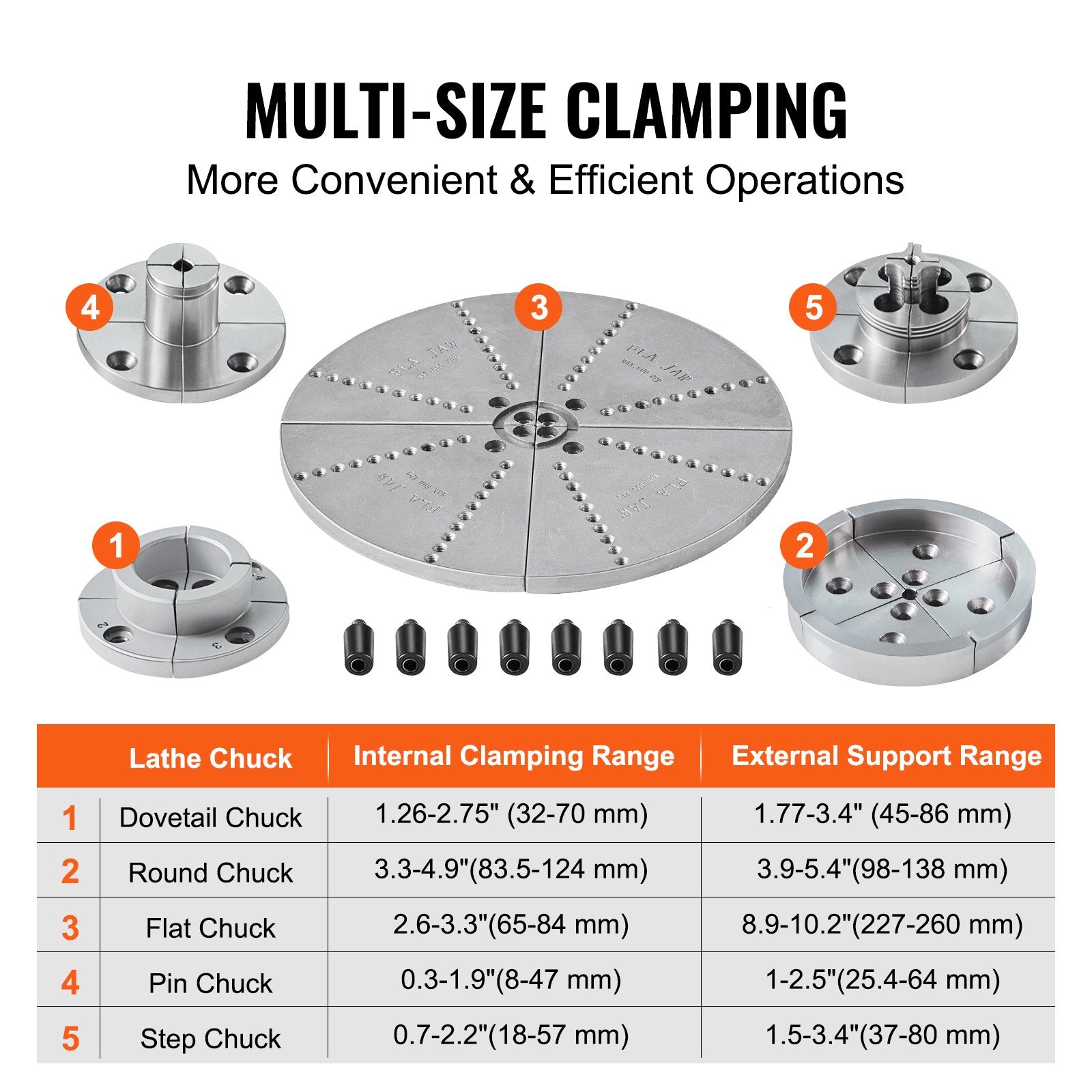 Putty Knives, Scrapers & Chisels: VEVOR KP965 Lathe Chuck, 4-Jaw 96 mm Diameter, Metal Lathe Chuck Turning Machine Accessories with 5 Sets of Jaws, Self-centering Tool, for Precision Machining, Grinding Machines, Milling Machines