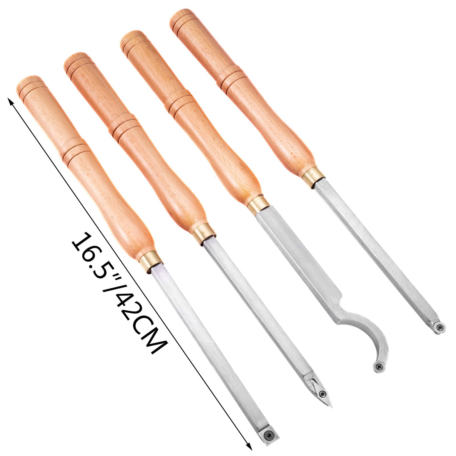Wood Turning Tools for Lathe 4 PCS Set, Carbide Lathe Tools with Diamond Shape, Round, Square Cutters, Turning Lathe Chisels with Comfortable Grip Handles Lathe Tools for Craft DIY Hobbyists
