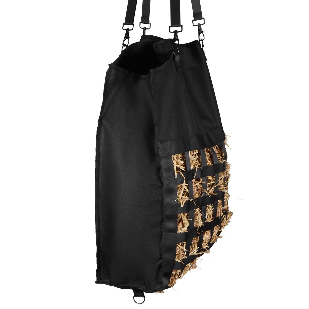 Hay Bag for Horses, 55 x 18.5 x 64 cm, 46 x 46 mm Holes, Premium Nylon Construction with PVC Waterproof Coating, Adjustable Hanging Straps and Metal Hooks, Slow Feed Hay Bag for Horses
