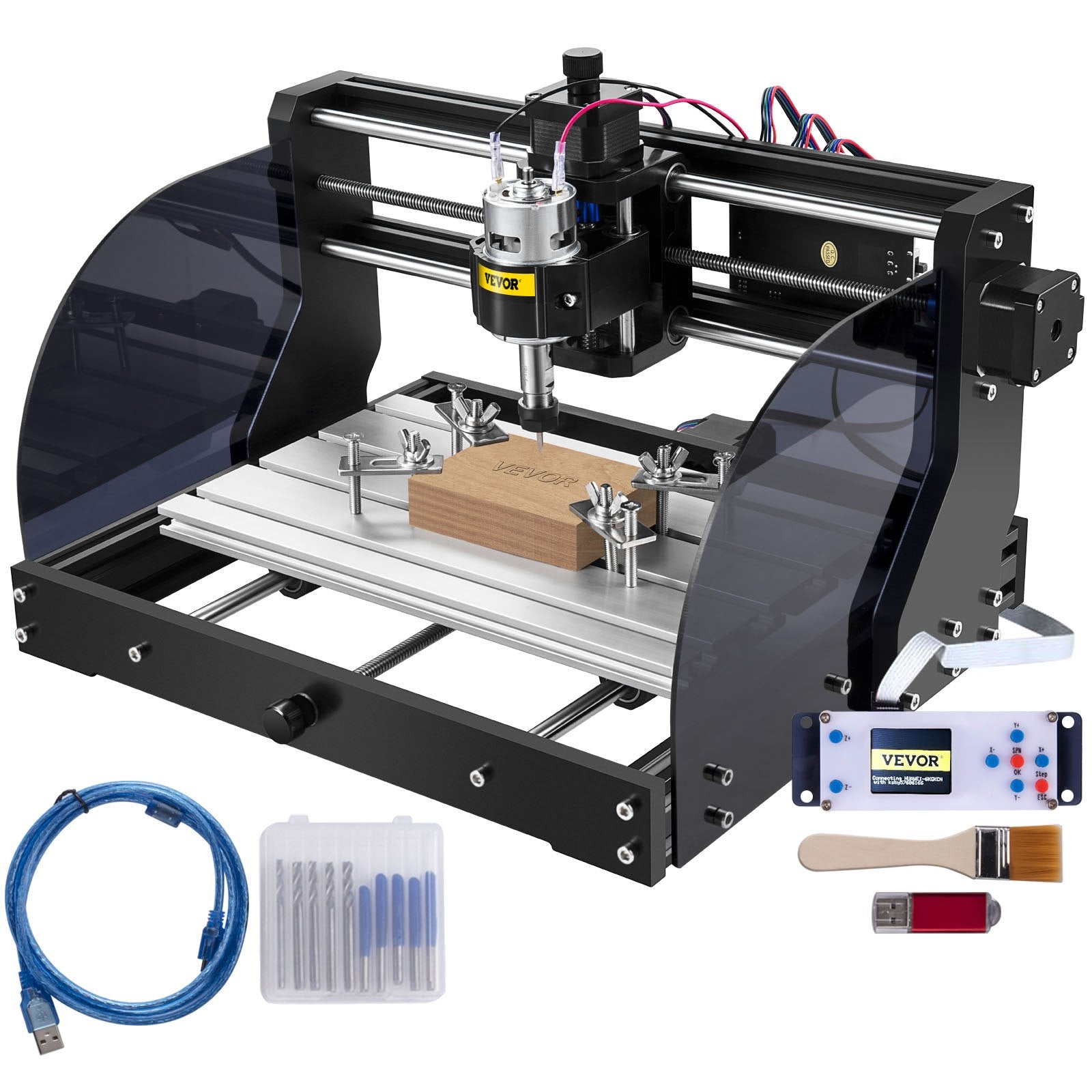 Hand Tools: VEVOR Cnc 3018 Pro 10000RPM Cnc 3018 300×180×45mm Cnc Machine GRBL Control Mini Laser Engraver with Offline Controller 3 Axis laser engraving machine for Carving Milling Plastic Acrylic PVC